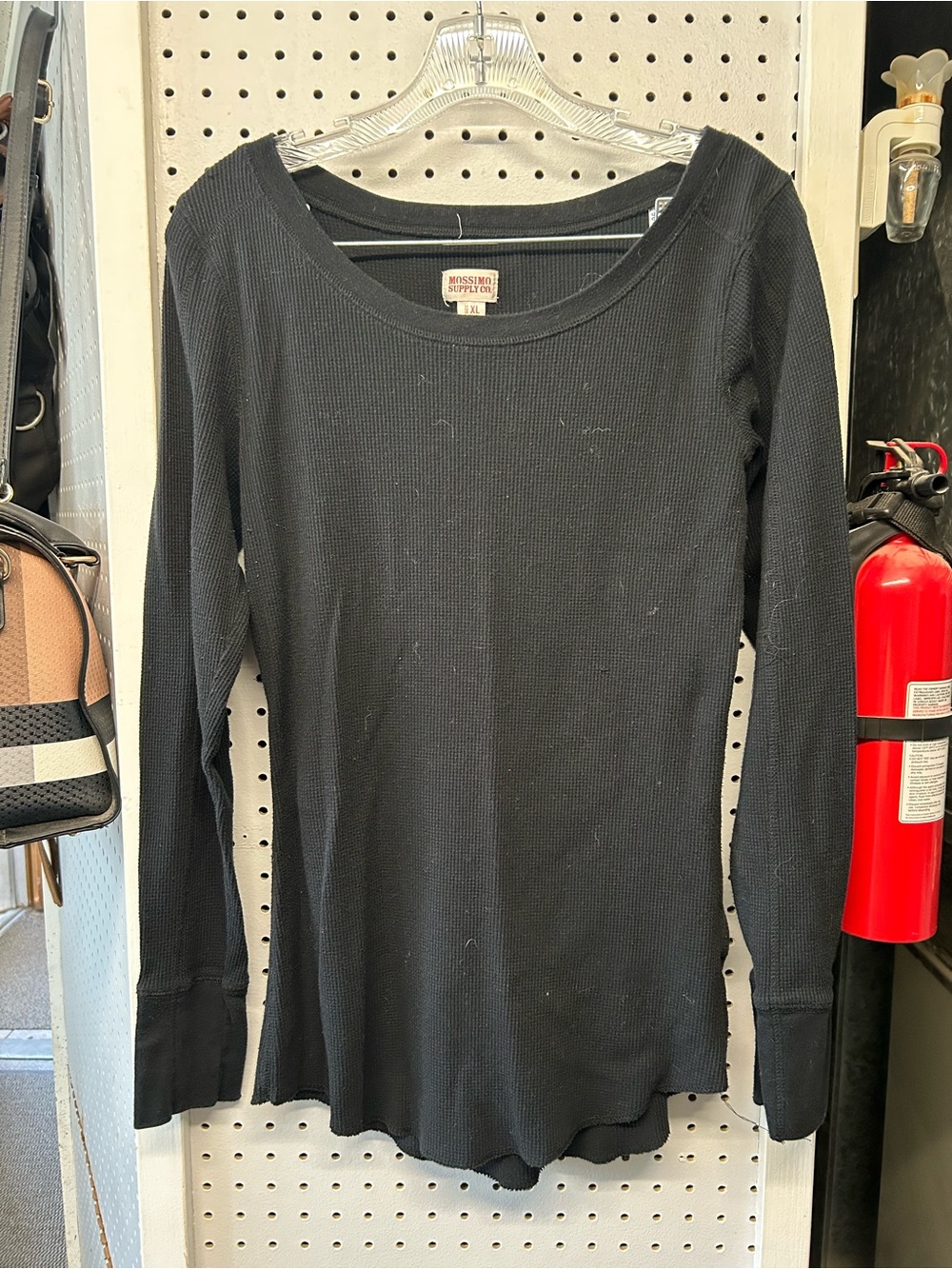 Mossimo Supply Co. Black Ribbed Long Sleeve Scoop Neck Top XL